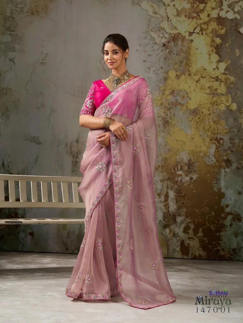 Miraya By Sethnic Metallic Tissue Designer Saree